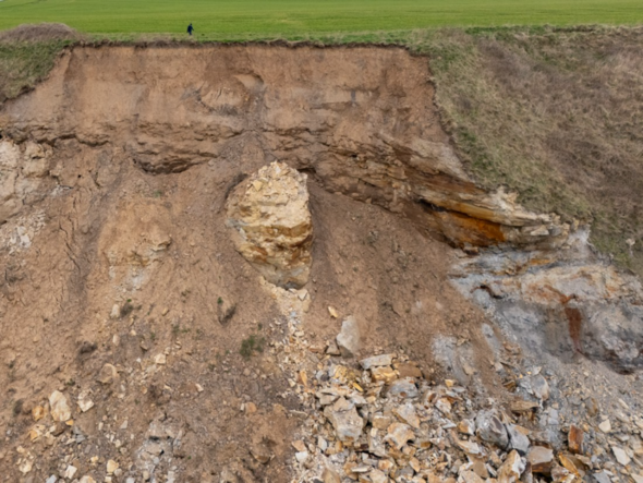 Horror near UK seaside town as huge chunk of cliff collapses into the sea