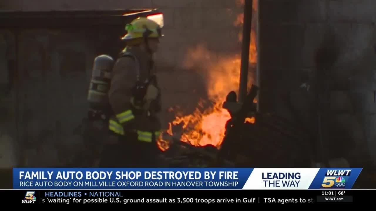 Massive fire leaves significant damage to auto body shop in Butler County