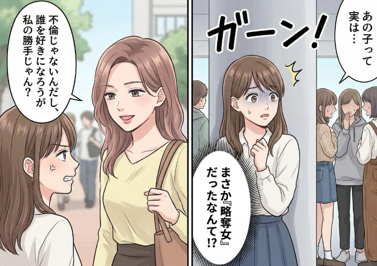 「あの女、また他人の彼氏奪ってる!」略奪を繰り返すモテモテの友人。真相を問い詰めると⇒「不倫じゃないんだから、何したって私の自由でしょ ...