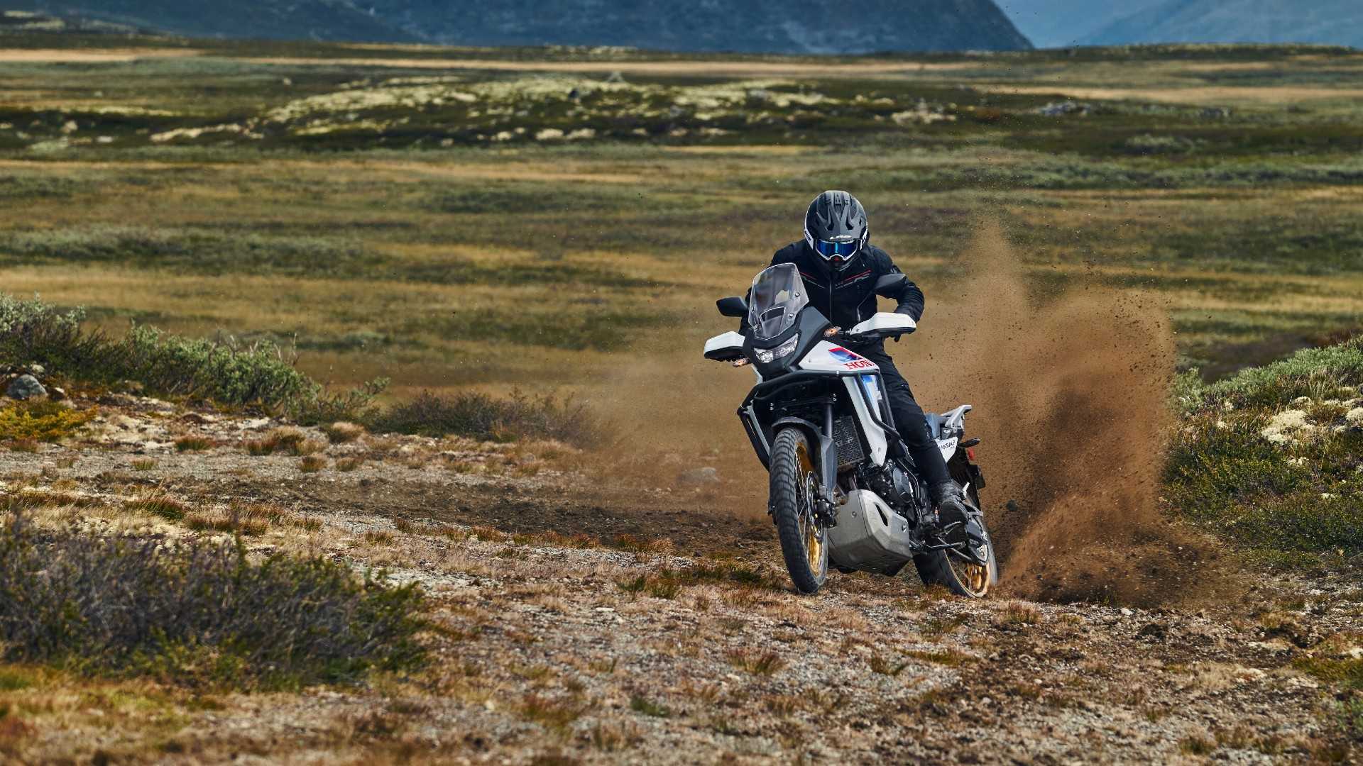 2026 Honda Transalp E-Clutch Sliding In The Dirt