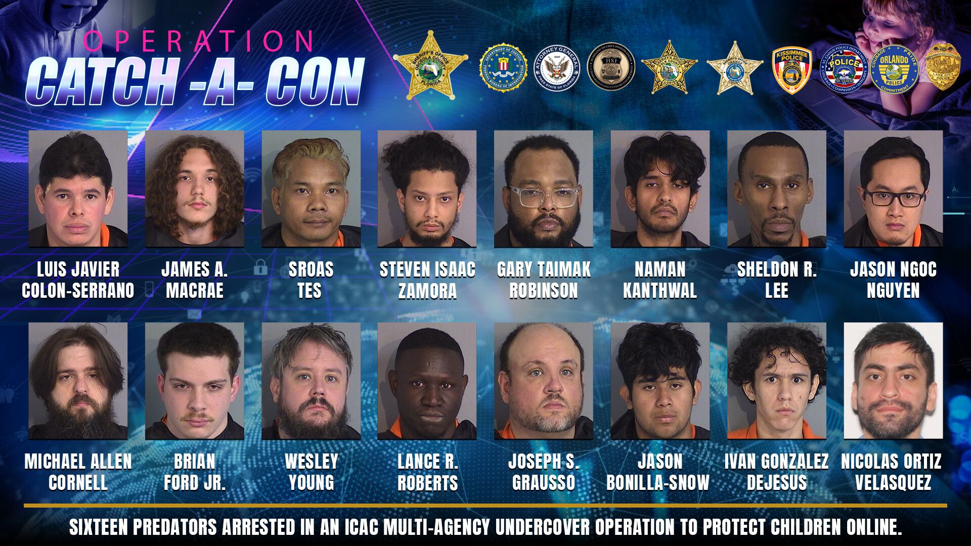 16 arrested in 'Catch a Con' online predator sting