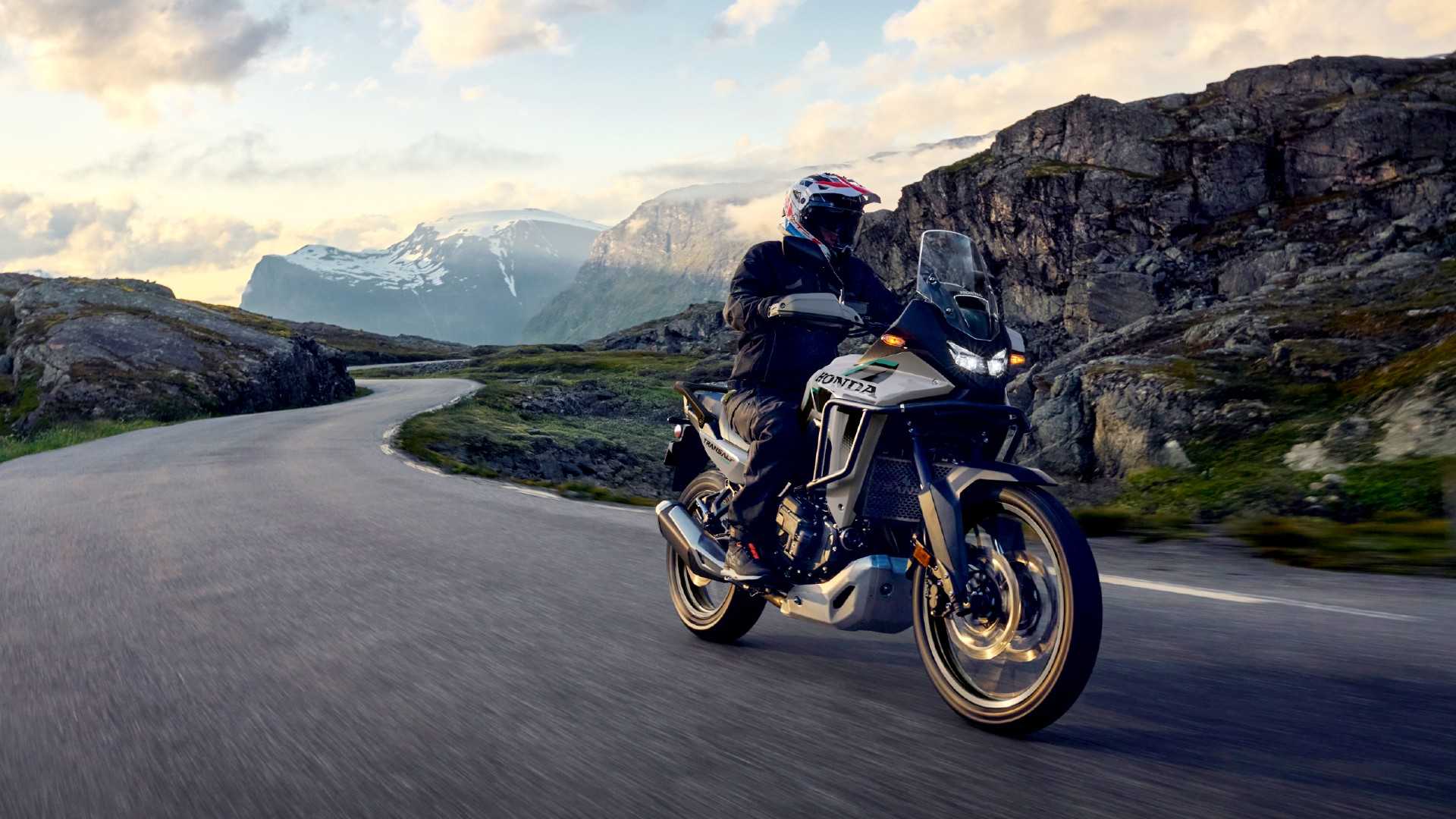 Gray 2026 Honda Transalp E-Clutch Riding In The Canyons