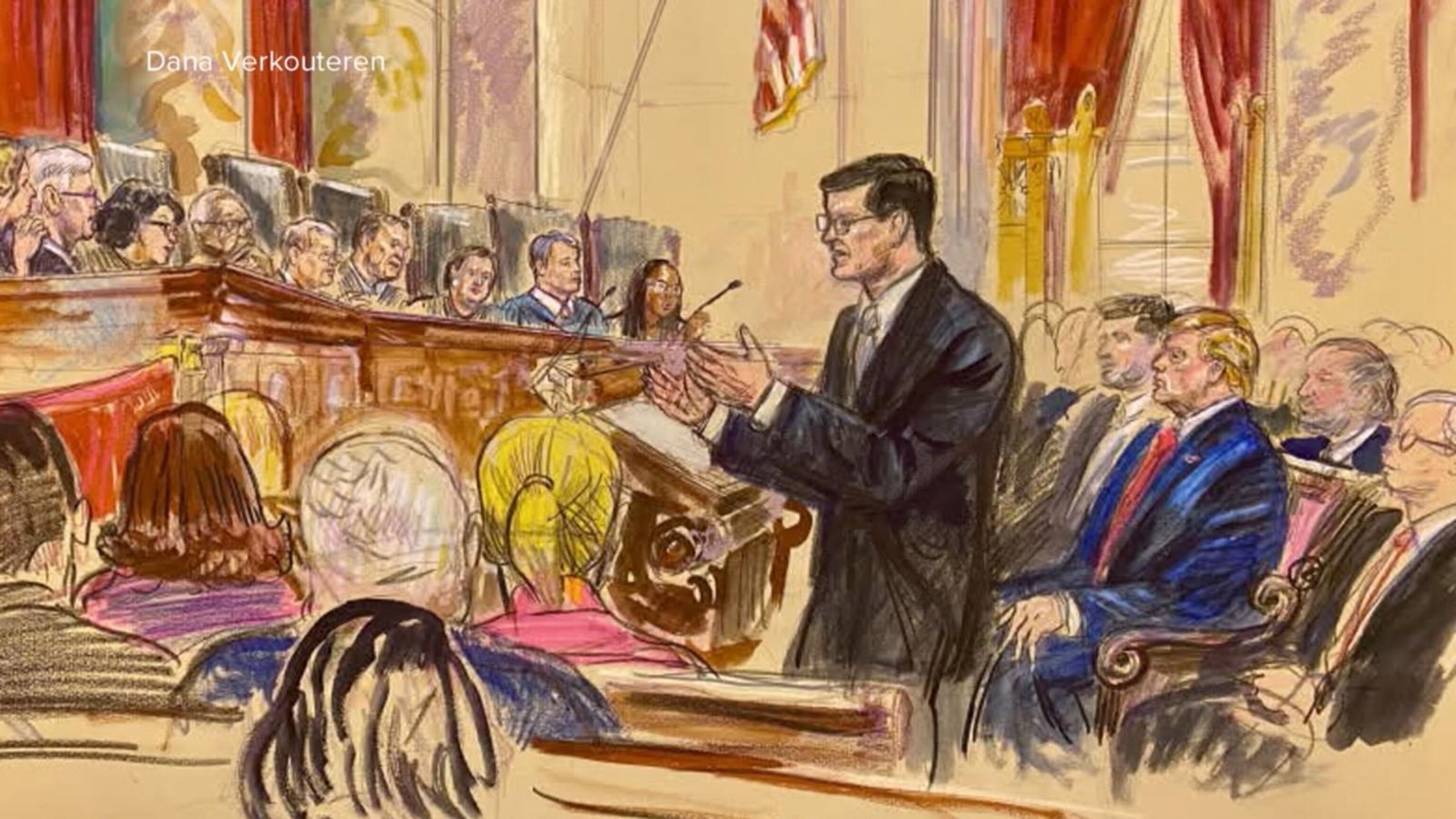 Justices weigh birthright citizenship as Trump looks on during Supreme ...