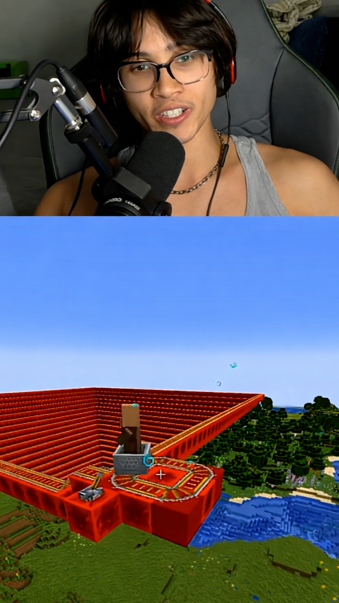 Launching a villager into the Minecraft sky