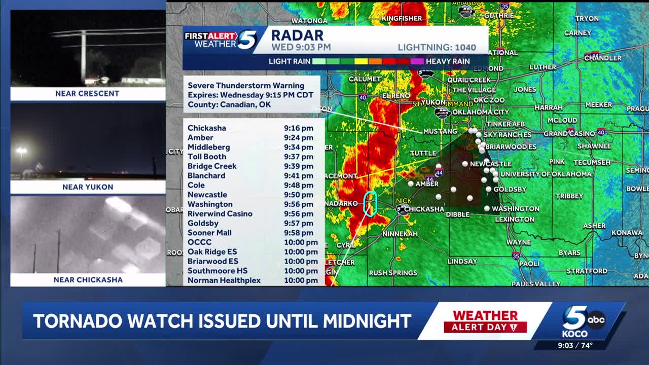 Tracking severe thunderstorms moving toward OKC metro (April 1, 2026)