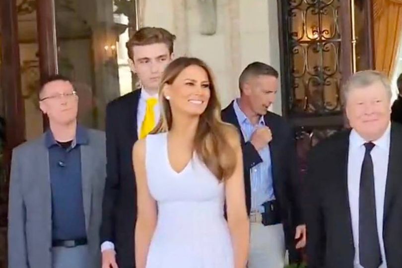 Barron Trump towers over Melania at 6ft 7ins during Mar-a-Lago Easter ...