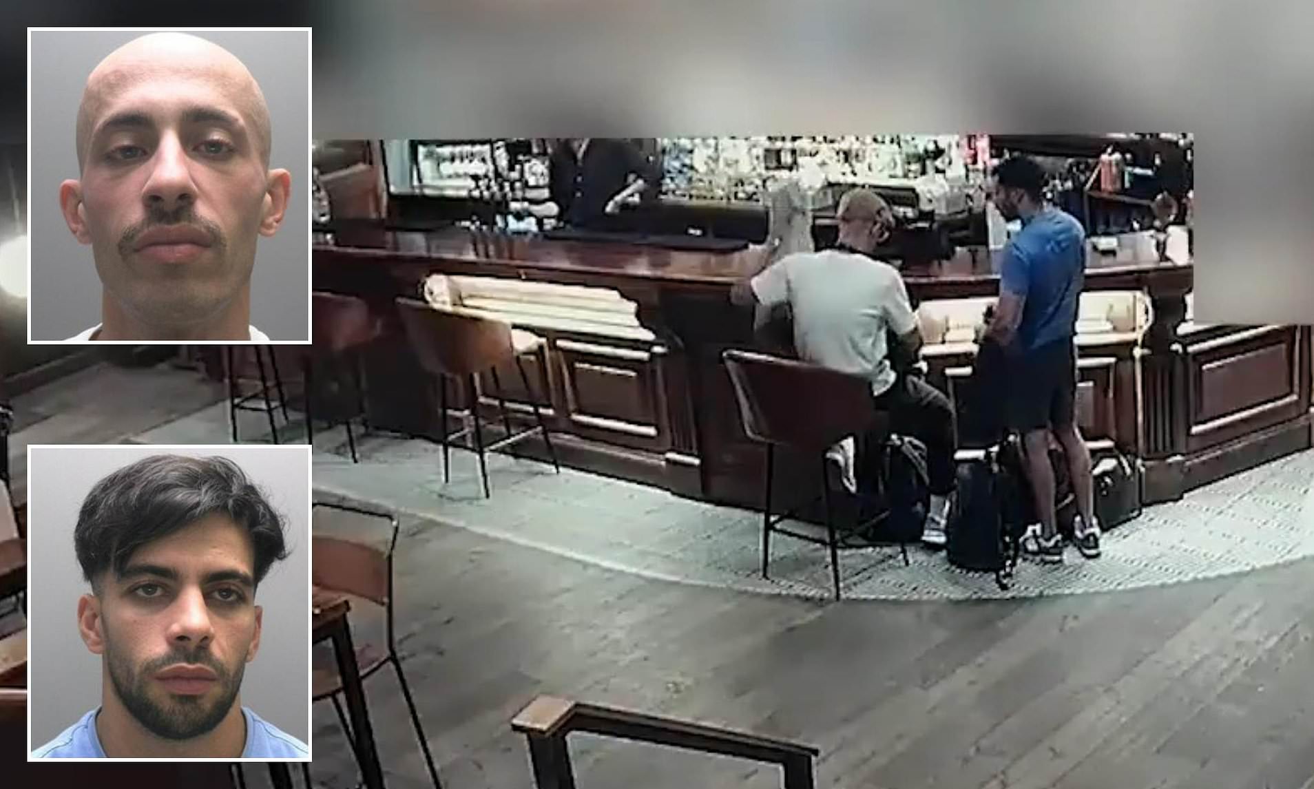 Moment two brazen thieves calmly go through pubgoers' bags as they ...