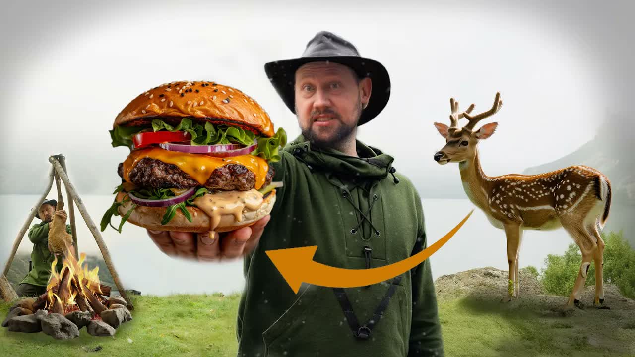 Primitive cooking: You need fire, meat, and raw wilderness!