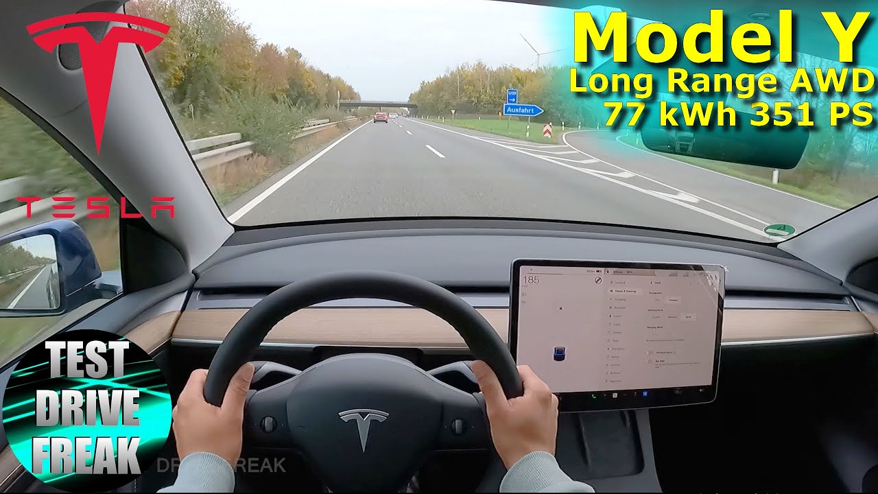 2022 Tesla Model Y Long Range AWD 351 PS top speed autobahn drive POV