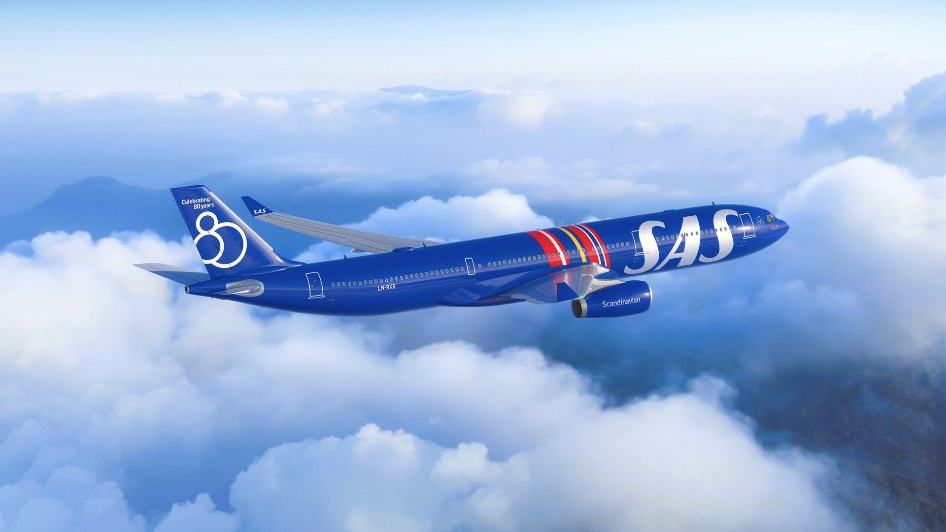 Blue Airbus A330: SAS unveils special livery to commemorate 80 years of ...