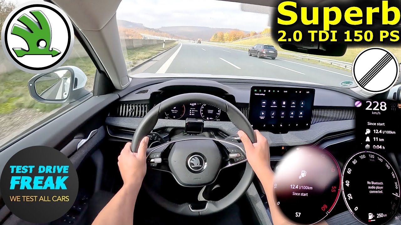 2024 Skoda Superb Combi 2.0 TDI 150 PS Autobahn top speed POV drive ...