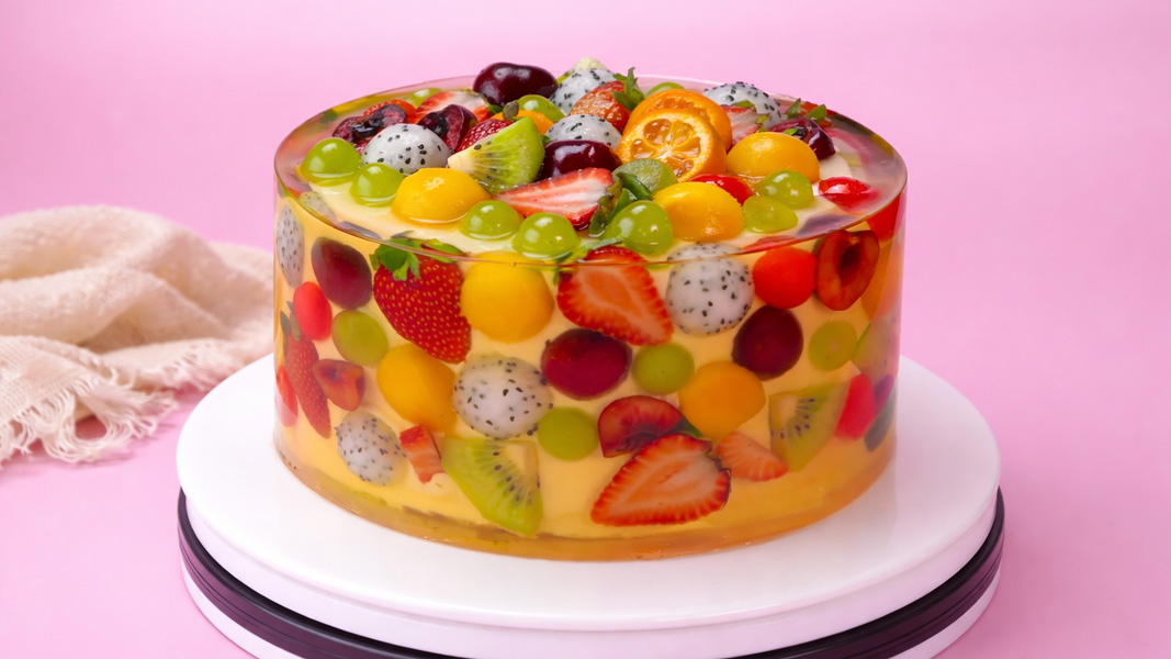 Fresh fruit jelly cake