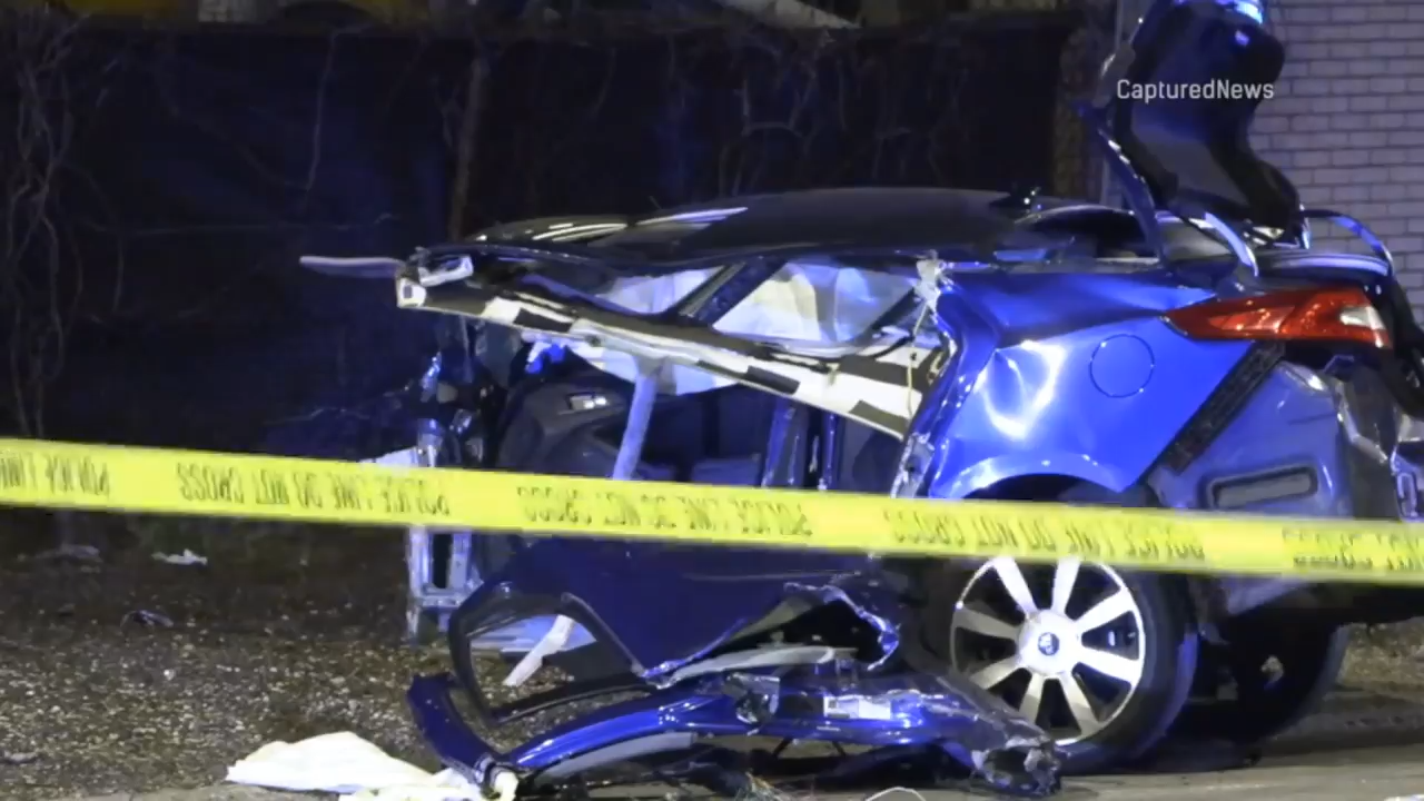 Car ripped in half after slamming into tree in Ashburn, Chicago police say