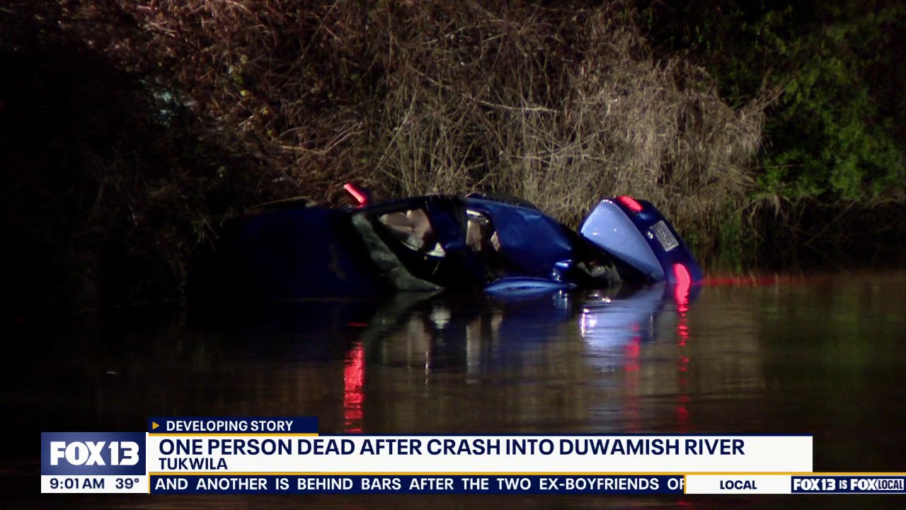 Driver dead after car crashes into Duwamish River in Tukwila, WA