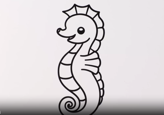 Sea horse drawing | Coloring in activity