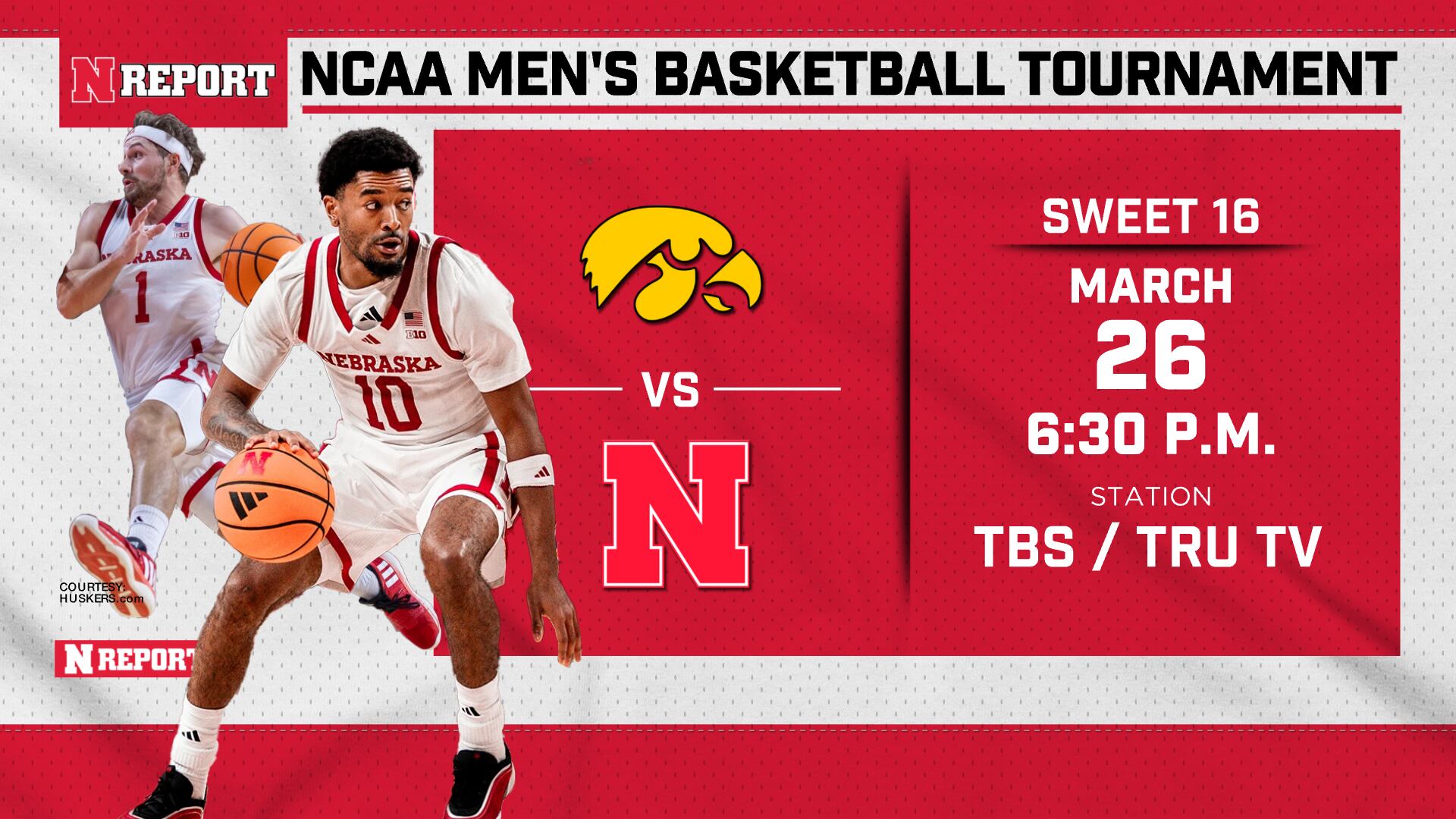 Nebraska to face Iowa in Sweet 16 round of NCAA Men’s Basketball Tournament