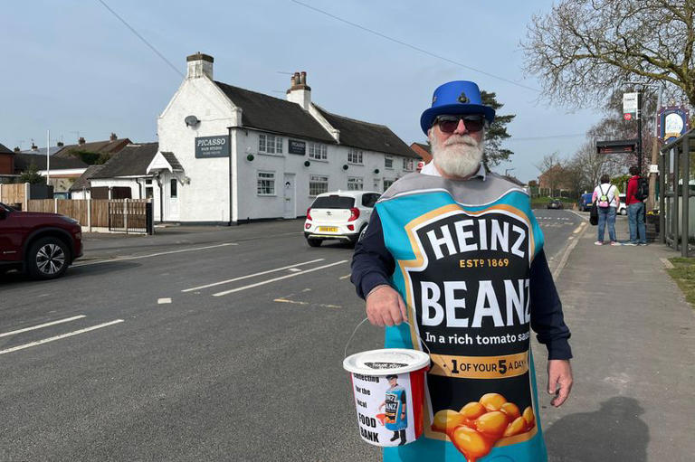 Meet the man who walks around town dressed as a tin of baked beans