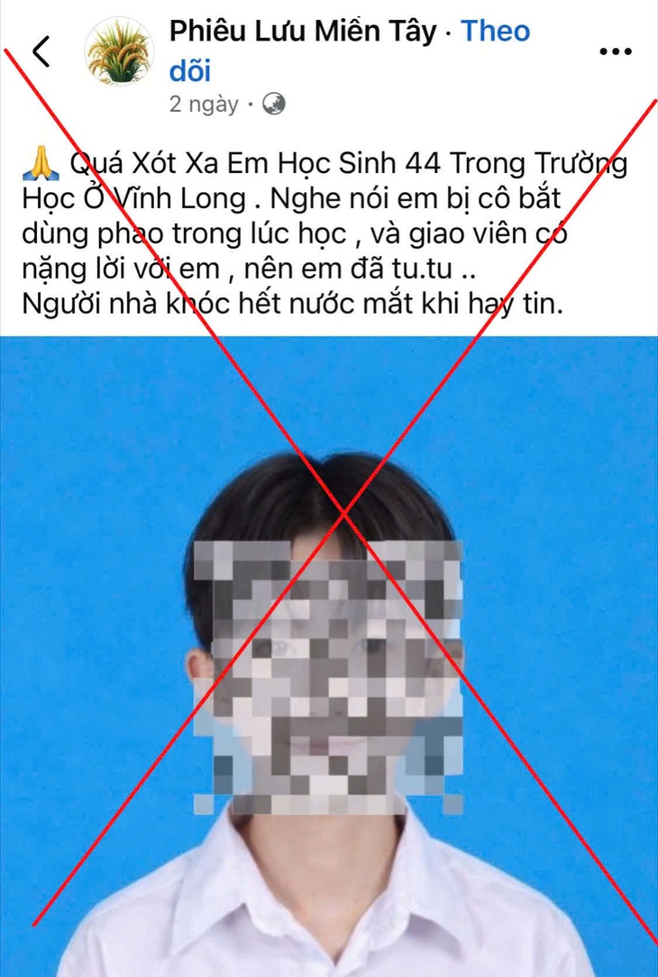 Thông tin vụ nam sinh bị giáo viên phát hiện sử dụng phao thi, nói nặng lời nên tự tử là sai sự thật