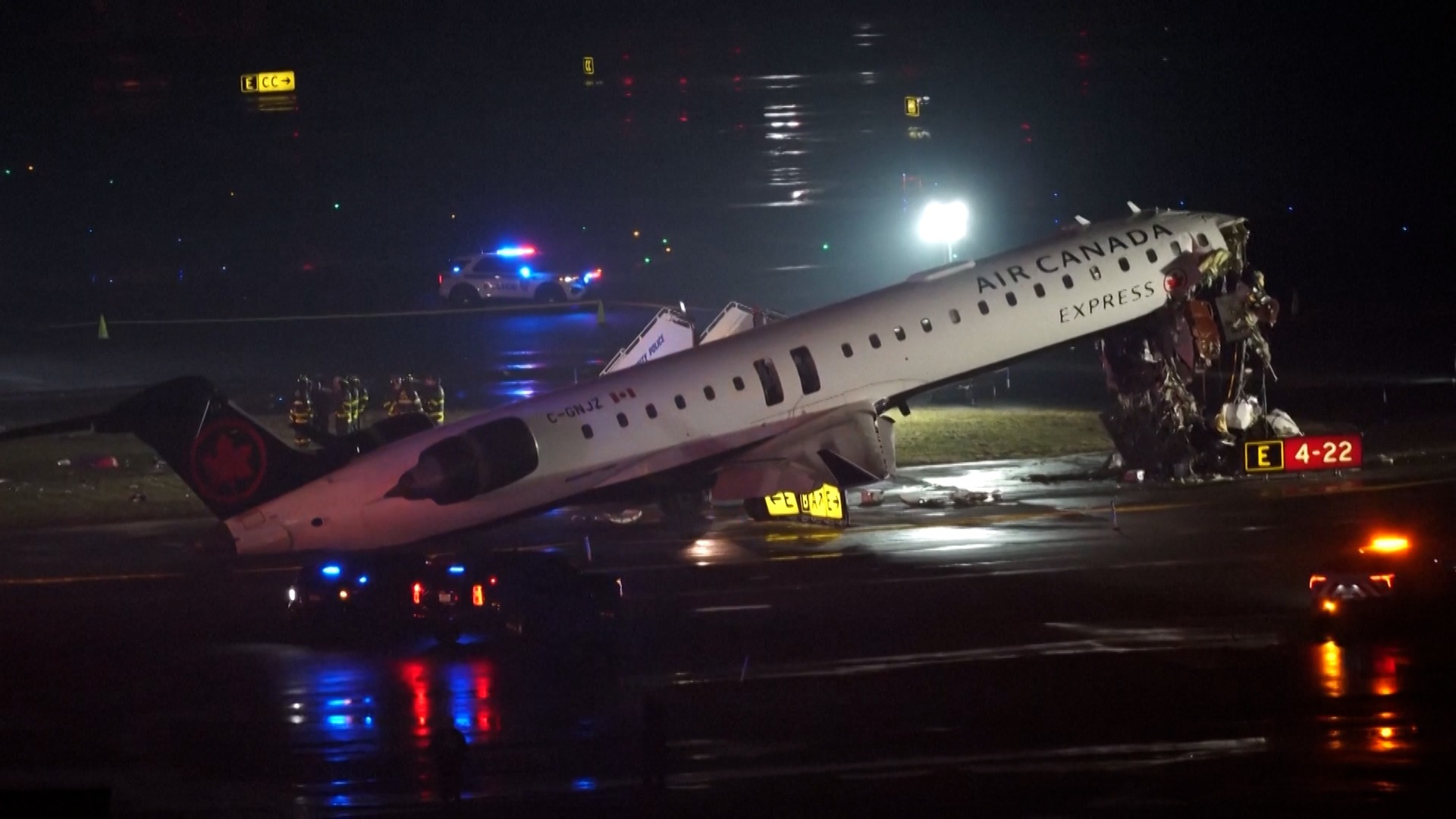 Watch: First responders on scene at LaGuardia after jet collision with vehicle<br><br>
