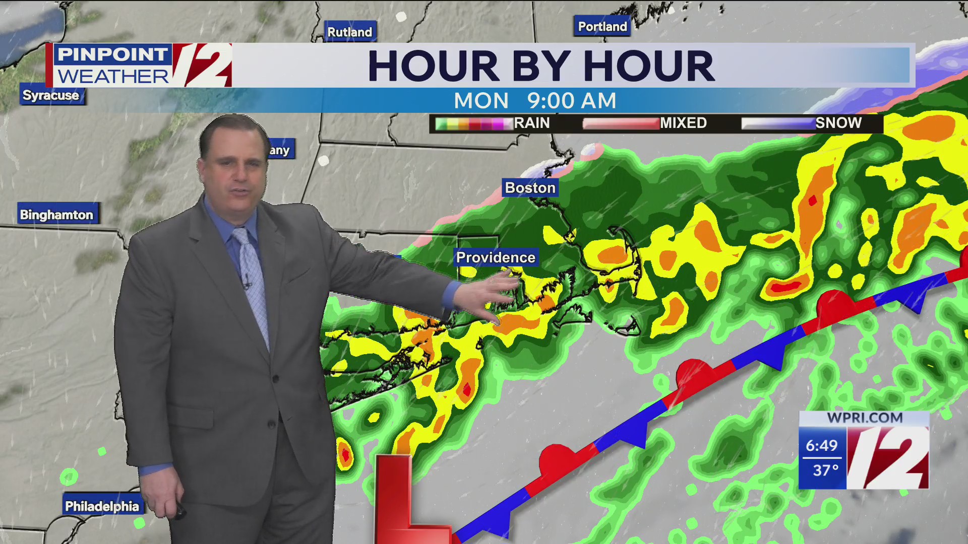 WPRI 12 weather forecast for 3/23/26: Rain this morning; snow showers ...