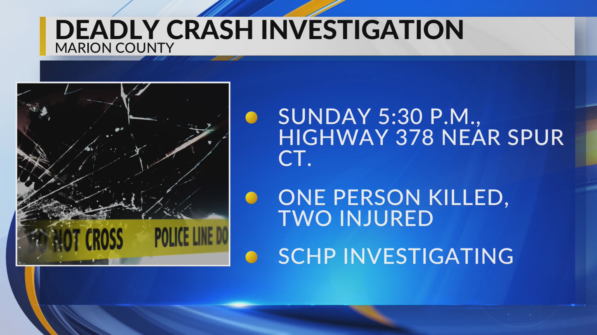 1 dead, 2 hospitalized in Highway 378 head-on crash