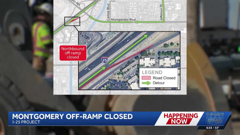 I-25 northbound Montgomery off-ramp closed for the next three weeks