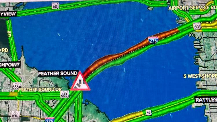 Crash closes 3 southbound lanes of Howard Frankland Bridge