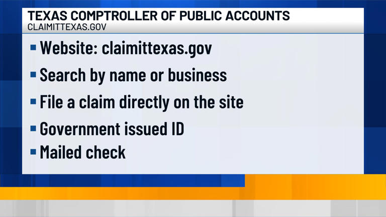 Texas has nearly $11B in unclaimed property and about $48.7M is linked ...