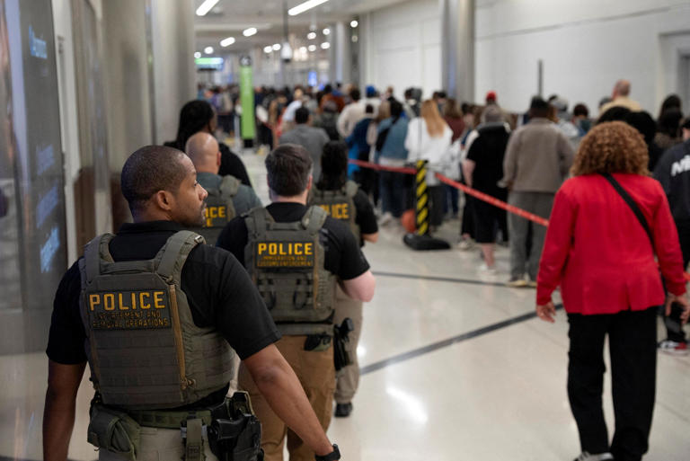 Trump sends mask-free ICE agents to patrol US airports amid TSA chaos