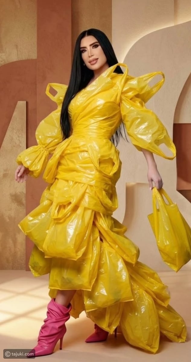 عبير صبري تصدم جمهورها بفستان مصمم من الأكياس