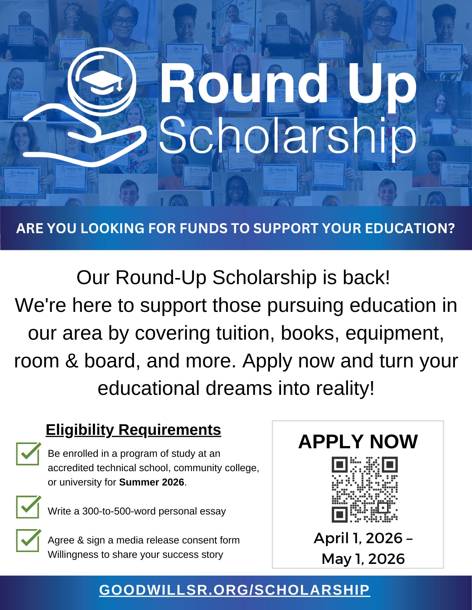 Round Up Scholarship opens applications for summer 2026