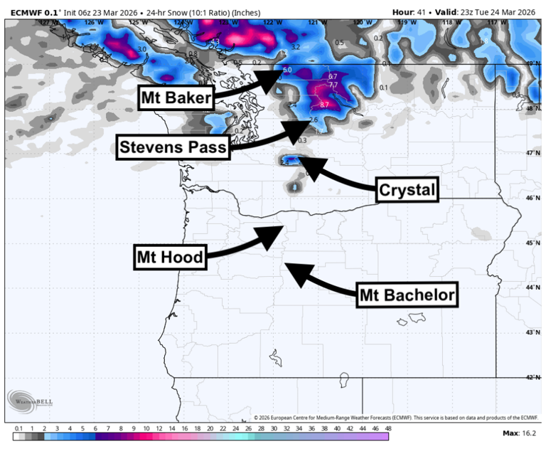 Two feet of snow forecasted for Washington and Oregon ski resorts