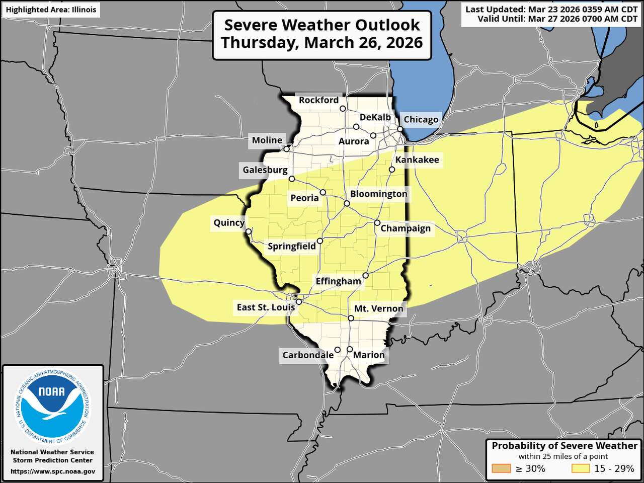 Illinois faces severe storm risk Thursday as near-record heat builds