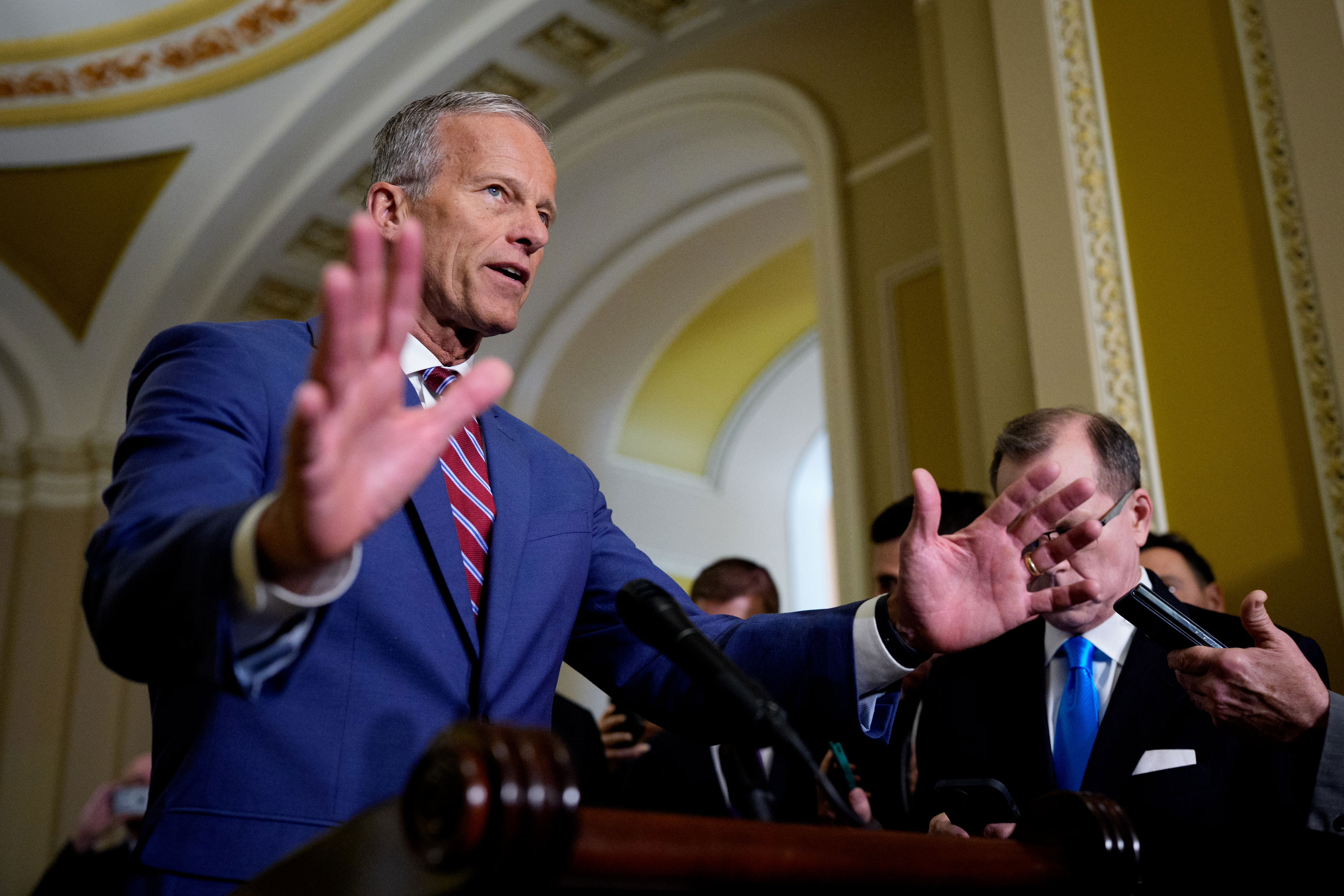 Senate Majority Leader John Thune approached Trump with the plan. / Andrew Harnik / Getty Images