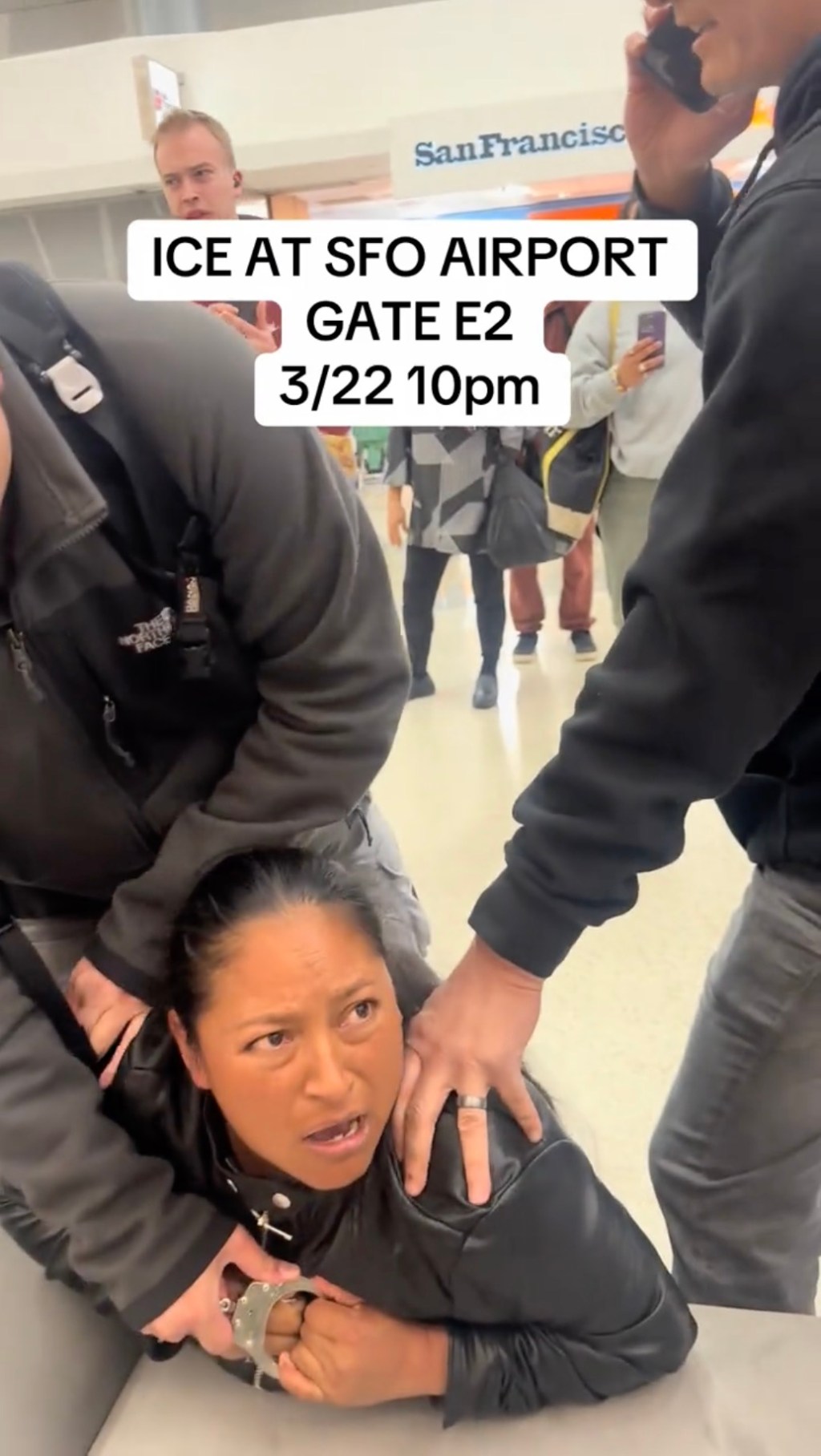 Video captured the moment ICE agents began handcuffing a crying woman on Sunday at around 10 p.m. TikTok/@argw6