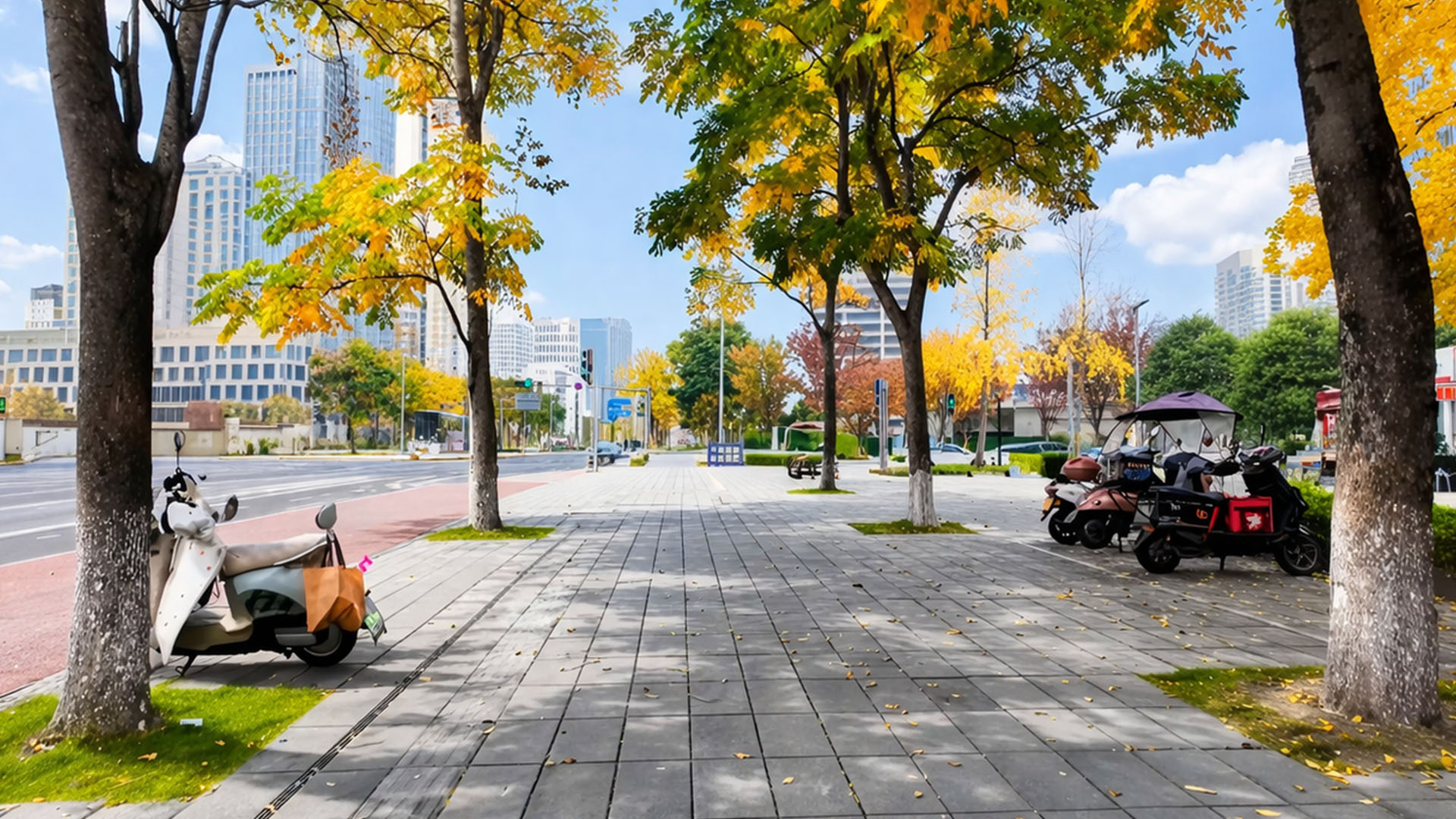 Autumn trees create calmer and more enjoyable sidewalks China