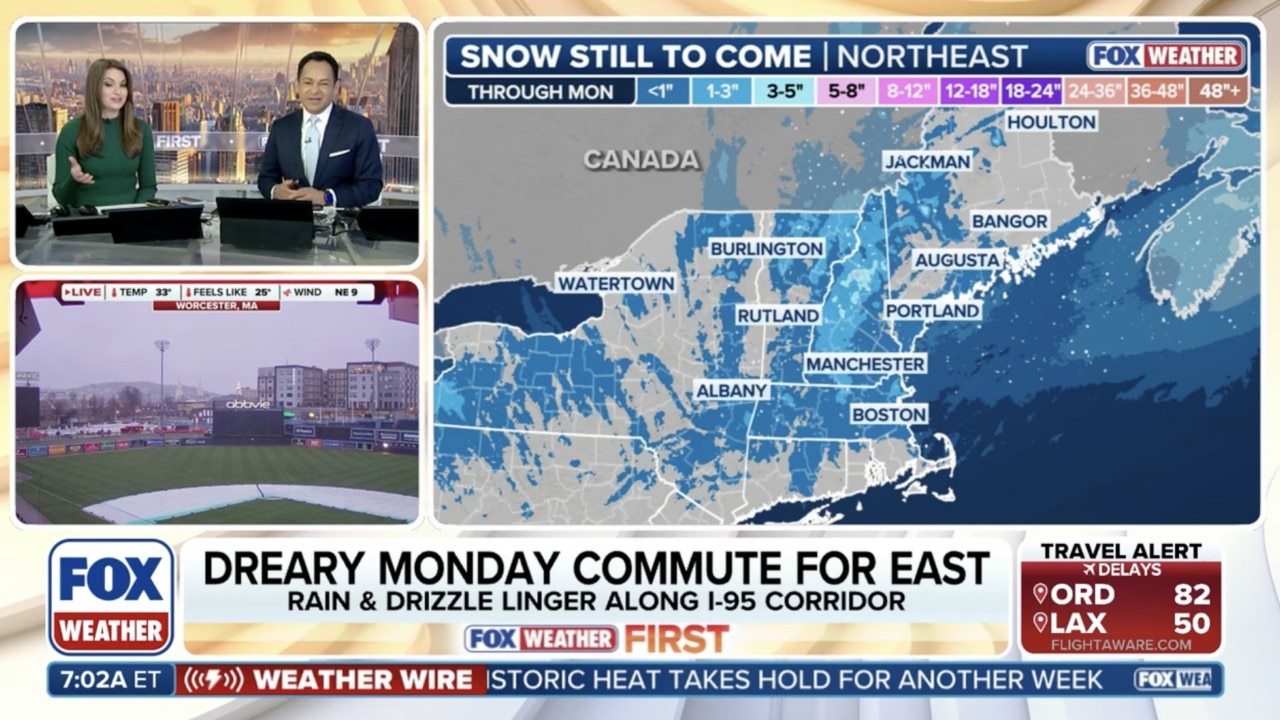 Northeast could see some lingering snow & strong storms impacting millions
