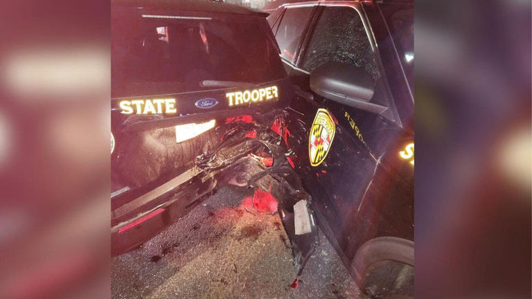 Suspected impaired driver arrested after crashing into Maryland State ...