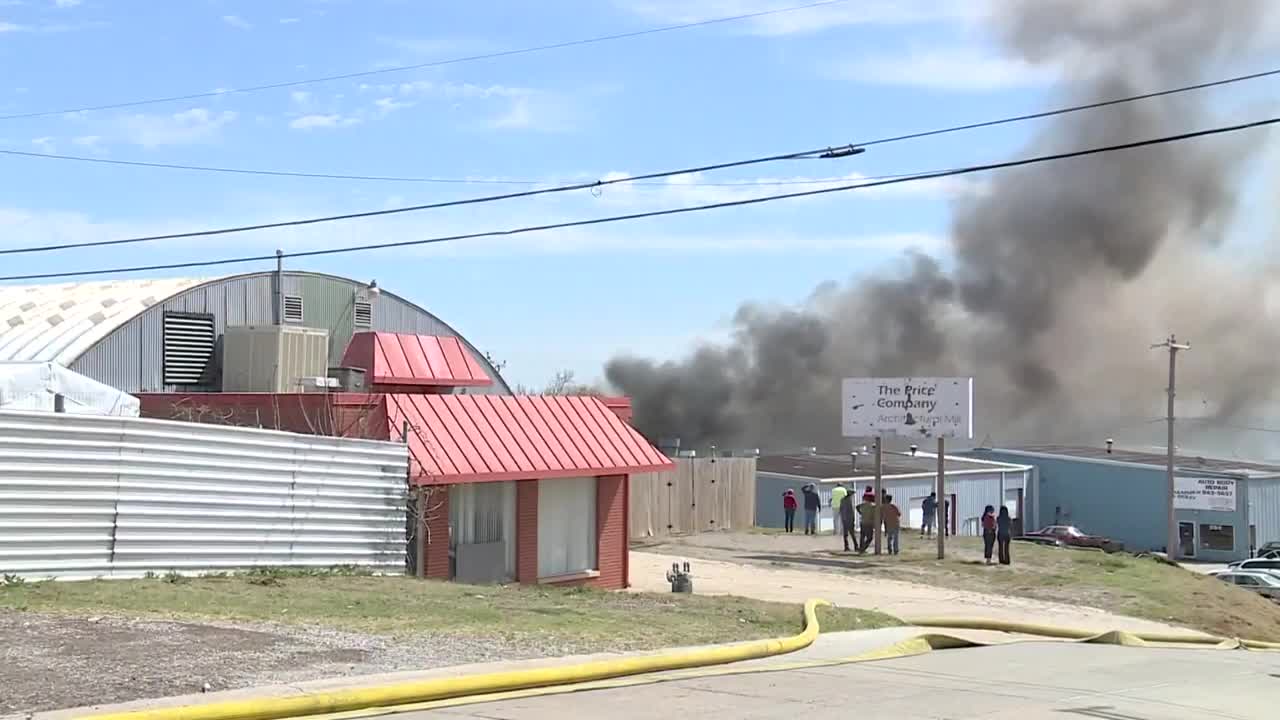 RAW VIDEO: Crews battle scarp yard fire causing large plume of smoke in OKC