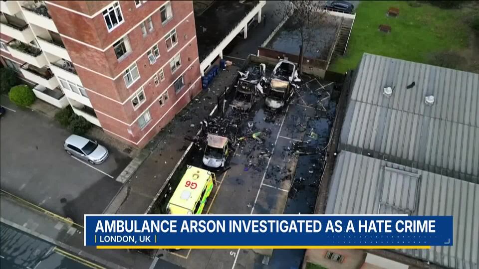 Video: Ambulance arson investigated as hate crime