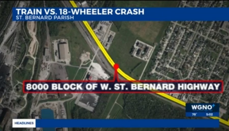 Train and 18-wheeler crash causes road closure in Arabi