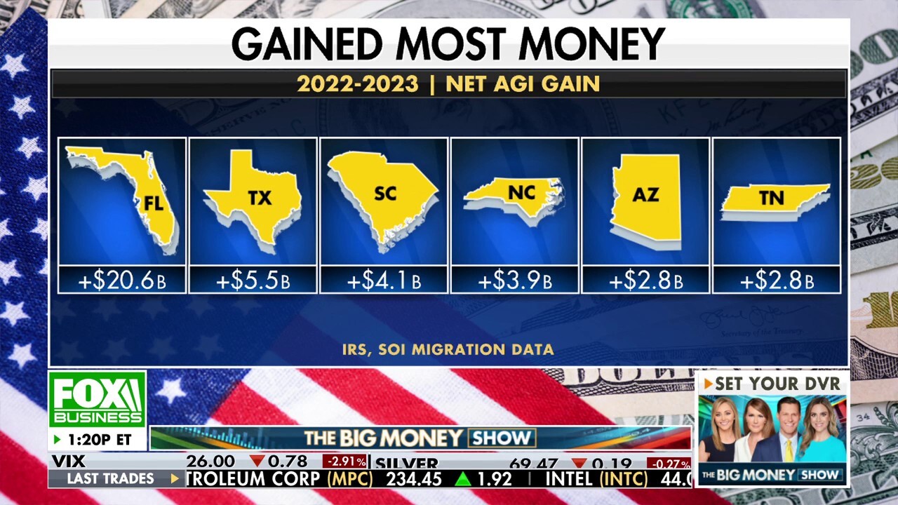 Red, purple states 'reaping the benefits' of blue state wealth exodus