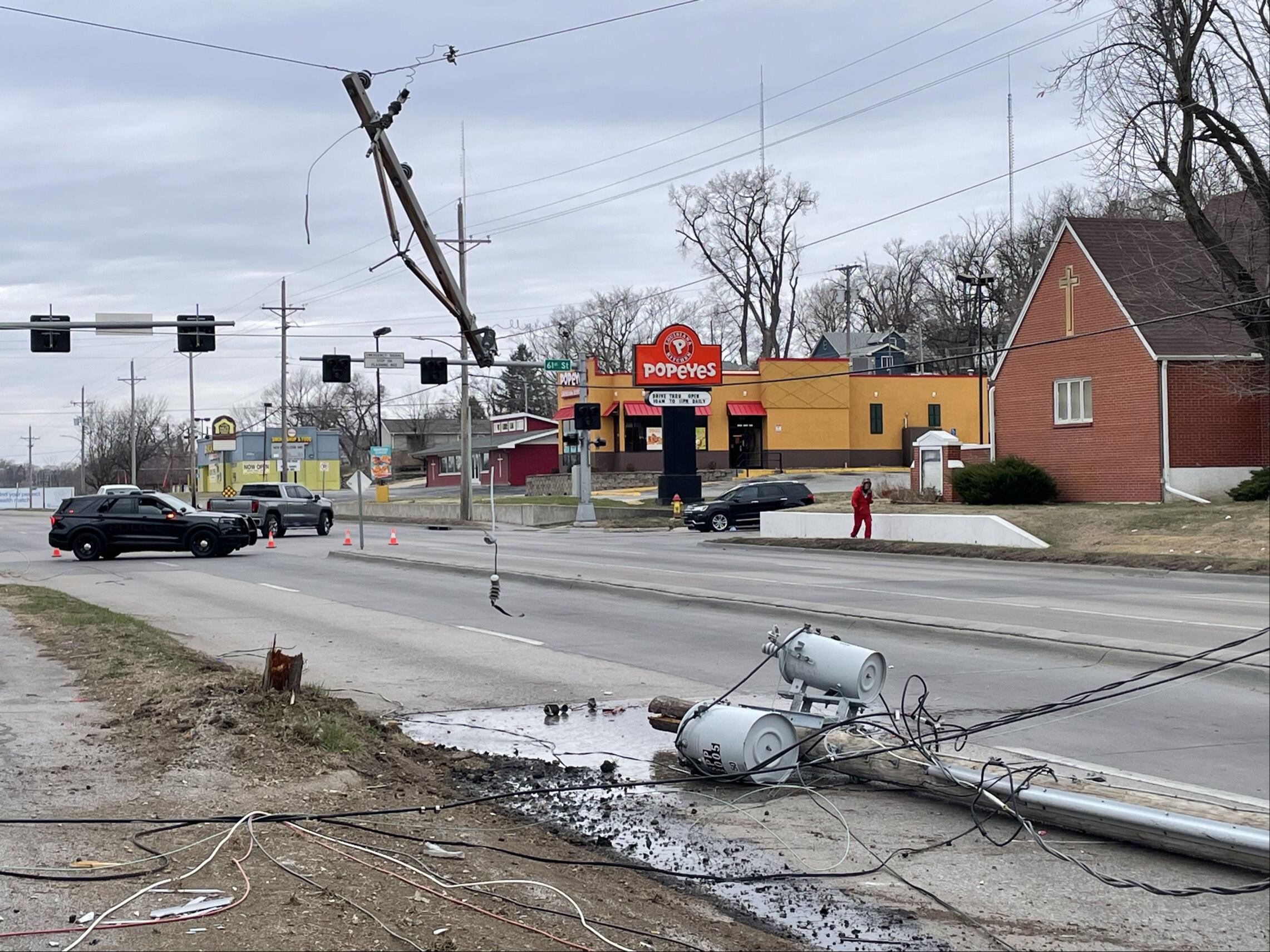 Crash takes out power pole in North Omaha