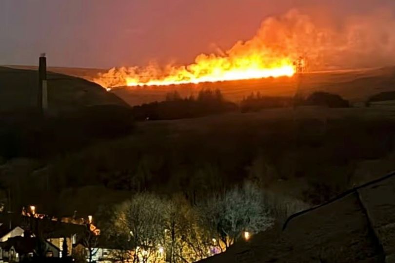 Massive fire rages near Rochdale and seen for miles across Greater ...
