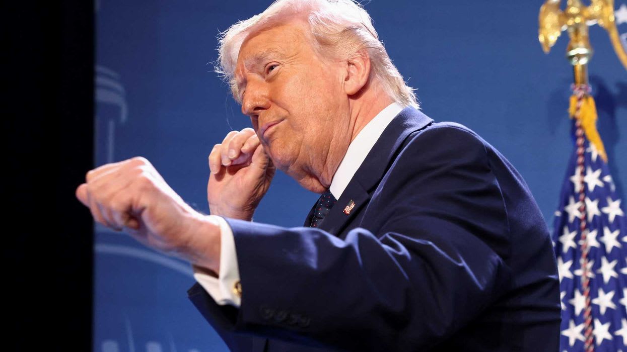 U.S. President Donald Trump dances after delivering remarks to members of the Republican Party, at Trump National Doral Miami in Miami, Florida, U.S., March 9, 2026. REUTERS/Kevin Lamarque