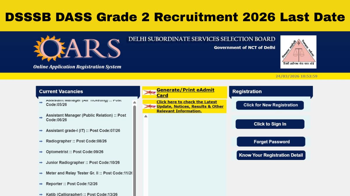 DSSSB DASS apply online 2026 last date tomorrow: Direct link for 597 ...