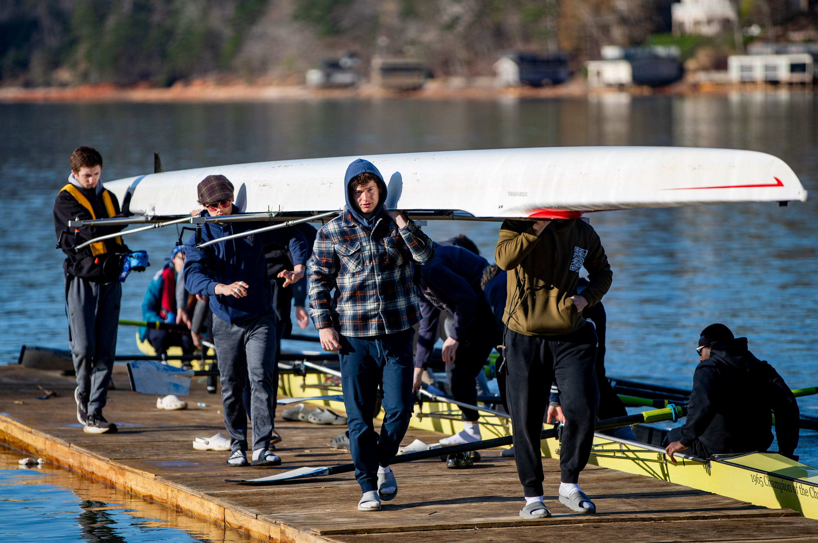 Rowing teams practice on Lake Lure ahead of Memorial Day reopening