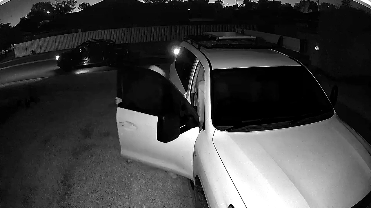 A Nissan Navara was filmed in Hamilton Valley after the Myrtleford ram raid