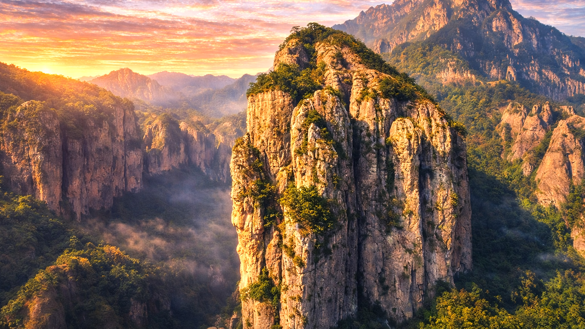 The mountain range known for its sharp rock peaks in China