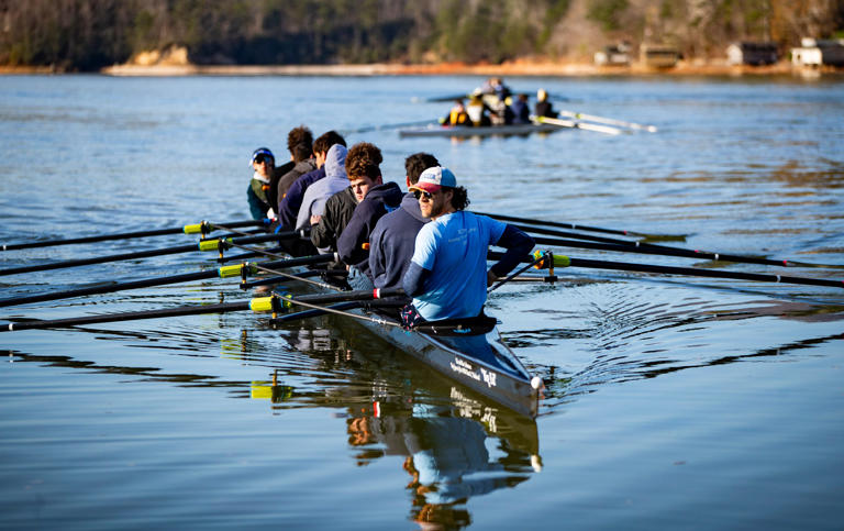 Rowing teams practice on Lake Lure ahead of Memorial Day reopening